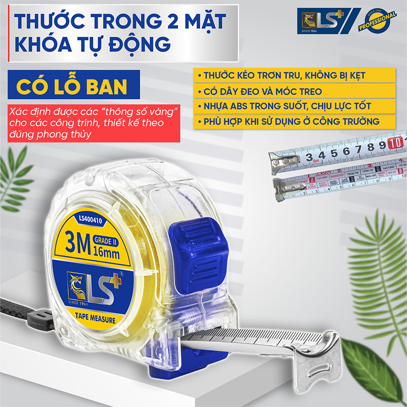 Thước Trong 2 Mặt 5m*19mm LS+