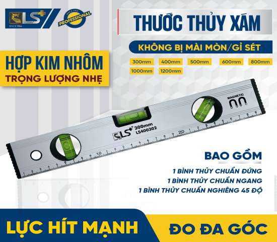 THƯỚC THỦY XÁM 200MM LS+